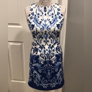 Polo Ralph Lauren Sz 4 White Blue Paisley Sheath Dress - Like New